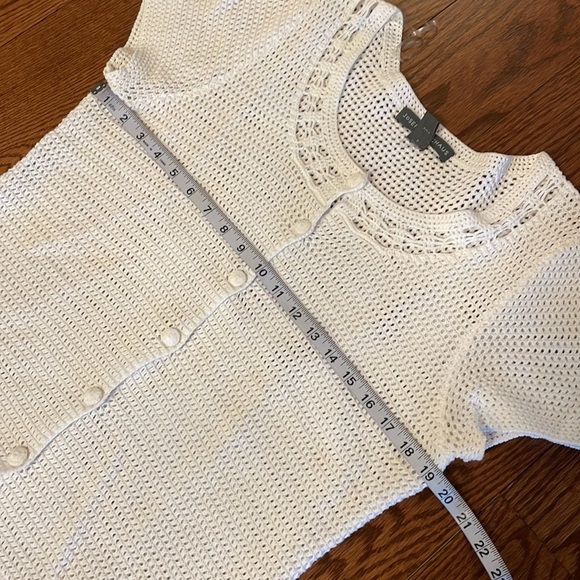 Josephine Chaus white crochet button up cardigan short sleeve cotton size Lrg - Picture 9 of 11